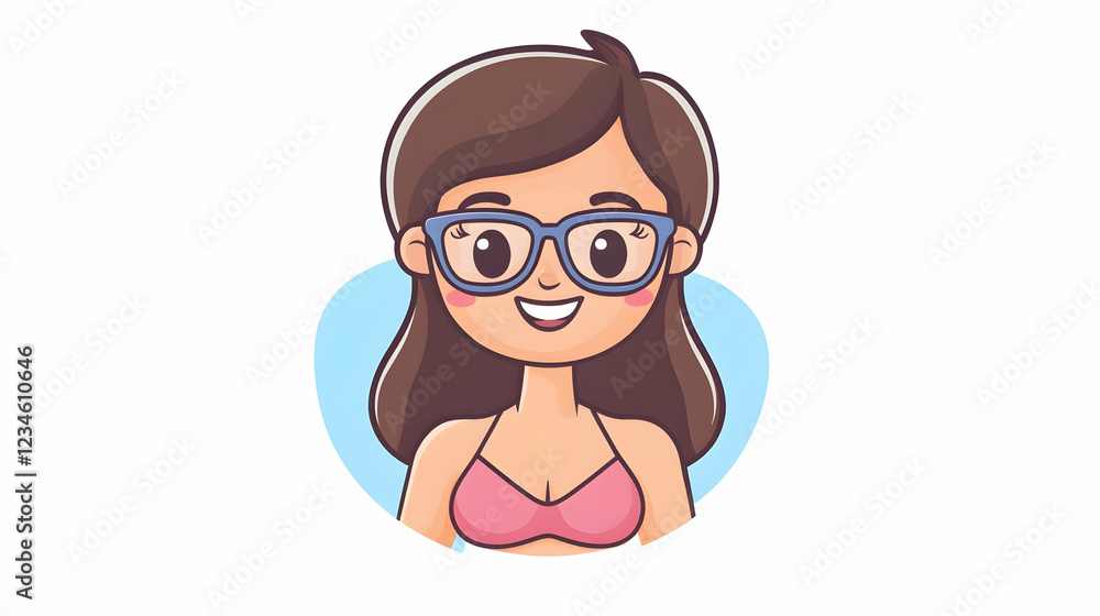 Happy girl, summer vacation, beach background, avatar profile Happy girl, summer vacation, beach background, avatar profile