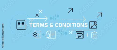 Terms and Conditions conceptual regulation rules business management work company contract service design icon concept set outline collection