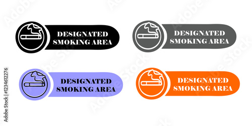 Designated smoking area flat vector signs