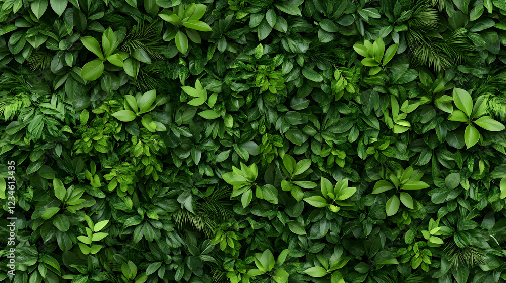 Lush green foliage wall, nature background, botanical texture, ideal for design Lush green foliage wall, nature background, botanical texture, ideal for design