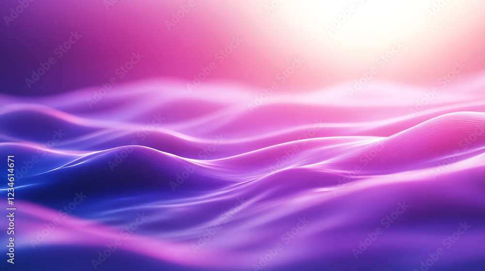 Fototapeta premium Abstract waves in vibrant pink and purple hues, creating dreamy and surreal effect at sunset.