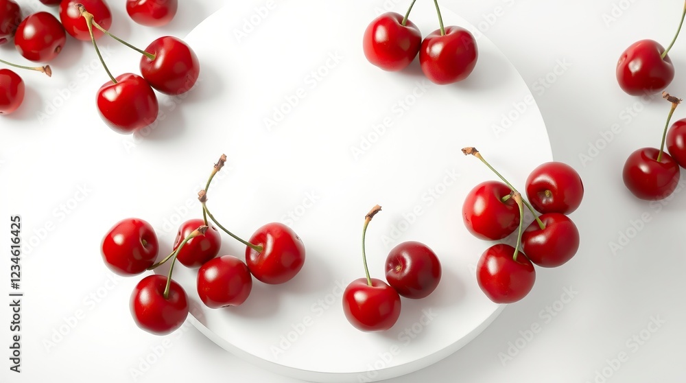 Fresh Red Cherries on White Background Food Photography Fresh Red Cherries on White Background Food Photography