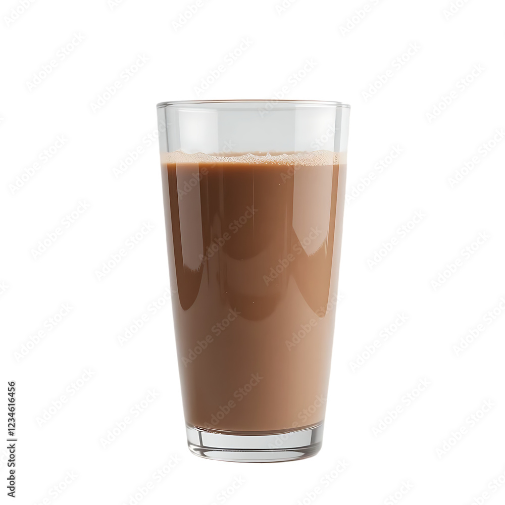 glass with chocolate milk isolated on transparent background Generative Ai. glass with chocolate milk isolated on transparent background Generative Ai.