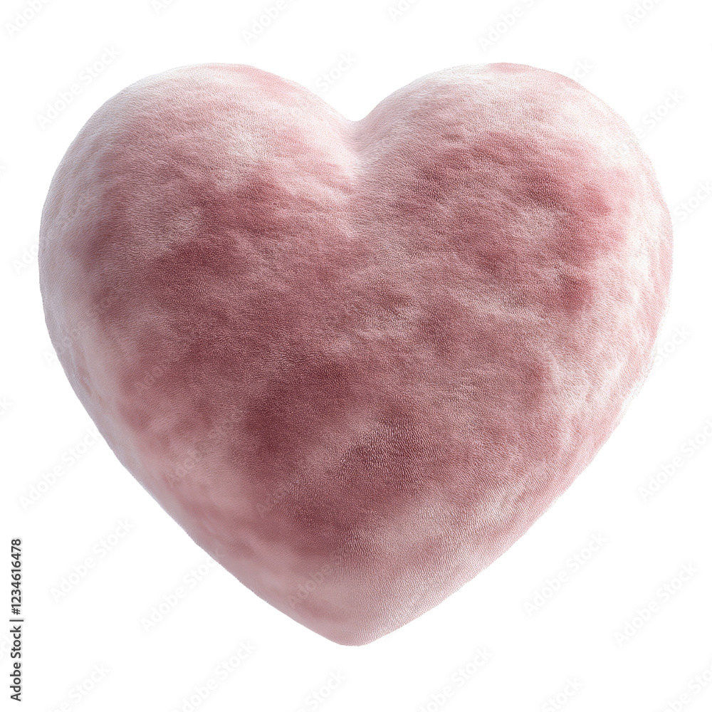 Fototapeta premium A soft, plush heart shape with a textured surface, featuring gentle hues of pink.