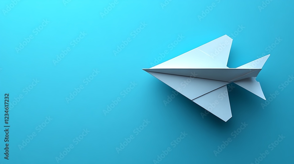 A sleek, modern paper airplane glides smoothly across a vibrant blue background, symbolizing creativity and the freedom of flight. Perfect for themes of innovation and imagination. A sleek, modern paper airplane glides smoothly across a vibrant blue background, symbolizing creativity and the freedom of flight. Perfect for themes of innovation and imagination.