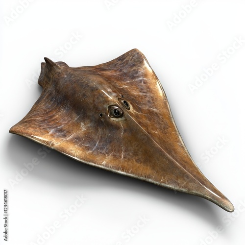 Realistic rendering of a smooth and detailed stingray with intricate textures and lifelike colors on a white background photo