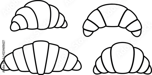 Croissant outline. Isolated croissant on white background