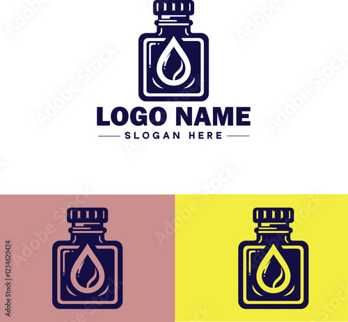 Ink Bottle icon Inkwell Ink pot Ink container flat logo sign symbol editable vector