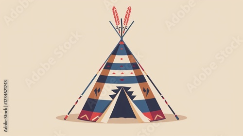 Authentic Native American Teepee in a Flat Vector Illustration for Your Historical or Cultural Projects
