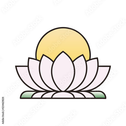 Minimalist Lotus Flower with Rising Sun Logo.