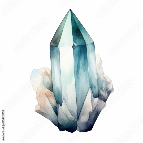 Watercolor Crystal Illustration on white background Drawing watercolor illustration art photo