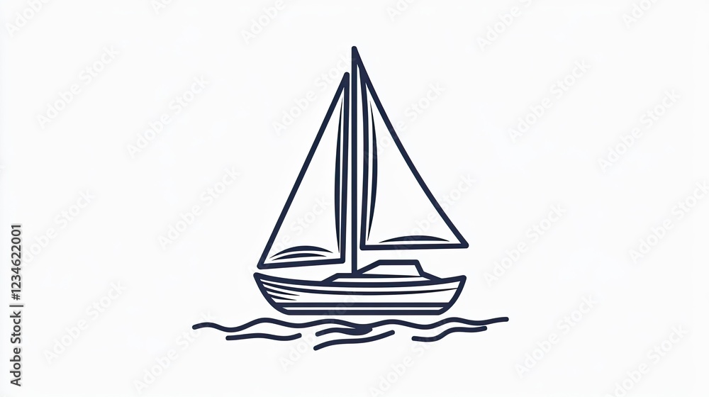 Simple line drawing of a sailboat on the water. Simple line drawing of a sailboat on the water.