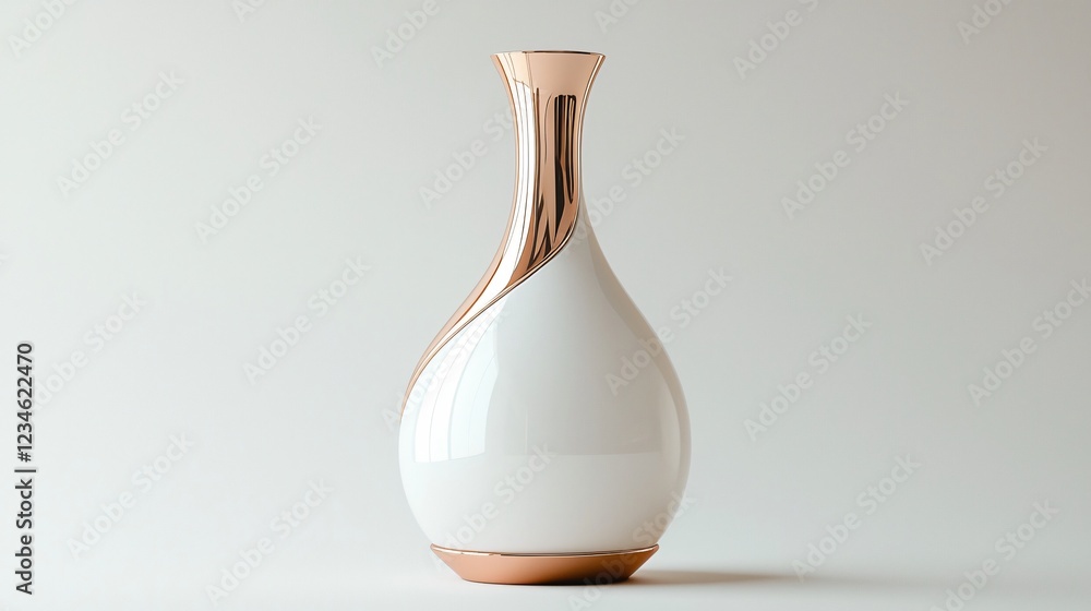 Elegant Modern Vase with Glossy White and Copper Accents for Home Decor Elegant Modern Vase with Glossy White and Copper Accents for Home Decor
