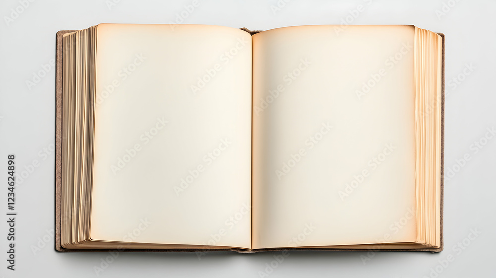 Open antique book, blank pages, white background, reading concept, stock photo Open antique book, blank pages, white background, reading concept, stock photo