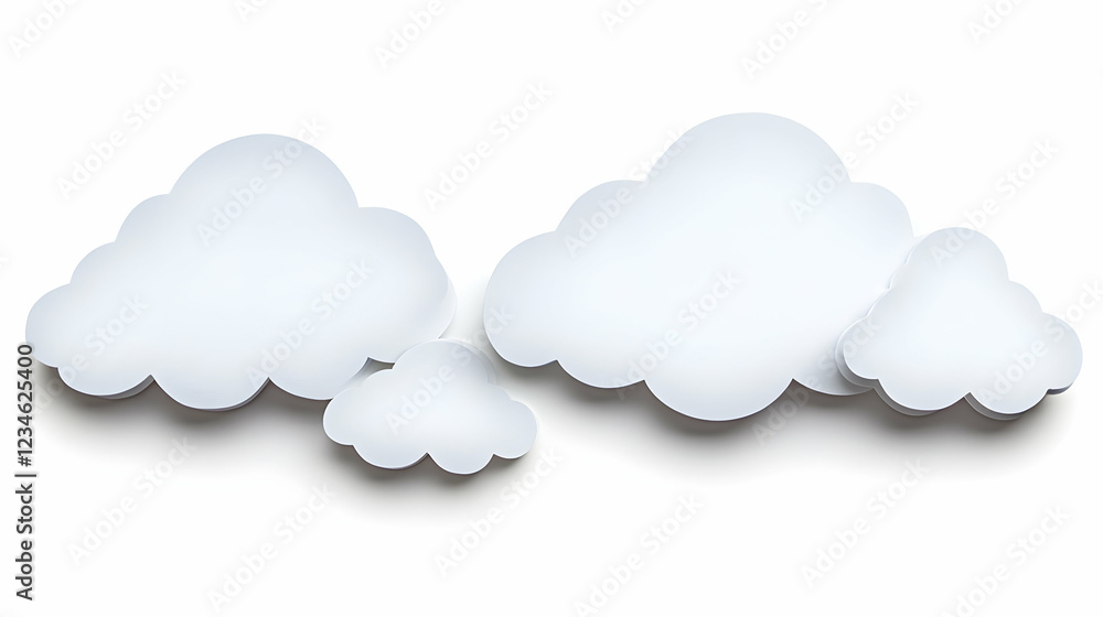 Paper clouds illustration, white background, design element, for website or app Paper clouds illustration, white background, design element, for website or app