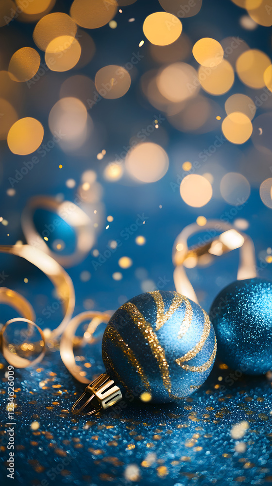 Naklejka premium Blue and gold Abstract blurred background on New Year's Eve