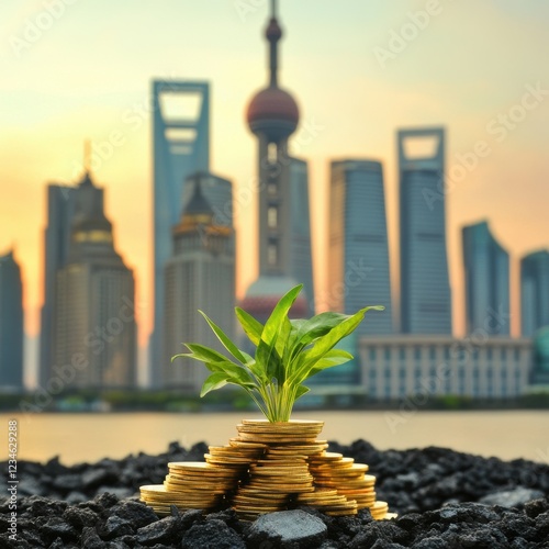 Business and finance concept of china investments. China economic and financial system, Chinese equity funds. Trading, investing photo