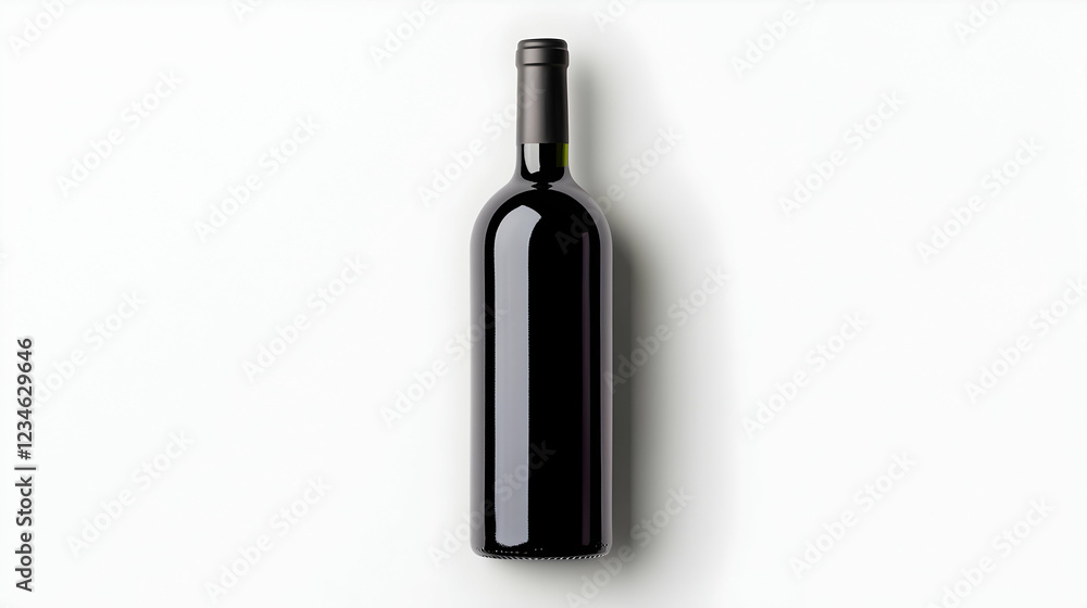Red wine bottle, studio shot, white background, beverage mockup Red wine bottle, studio shot, white background, beverage mockup
