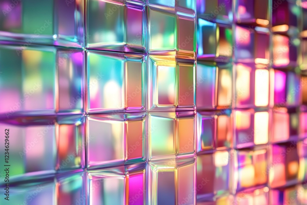 Colorful abstract glass wall with vibrant reflections and lights Colorful abstract glass wall with vibrant reflections and lights