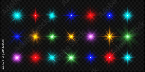 Sun flush with raos or gold spotlyght and boke. Gold lance flares network. Yellow glowing light burst and transparent back ground. Lights flare, star flash light, white sun rays, png. 