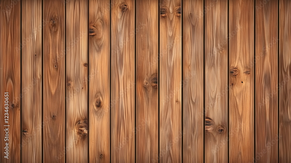 Fototapeta premium Rustic brown wood planks background texture, vertical lines, natural wood grain, design element