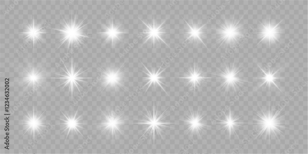 Light effect set. Isolated white transparent light effect set, lens flare, explosion, dust, line, sun flash, spark and stars, spotlight, curve twirl, png. Sunlight, abstract special effect. Light effect set. Isolated white transparent light effect set, lens flare, explosion, dust, line, sun flash, spark and stars, spotlight, curve twirl, png. Sunlight, abstract special effect.