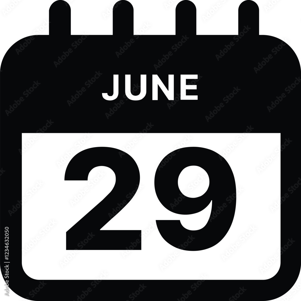 Fototapeta premium June 29 calendar icon design vector illustration
