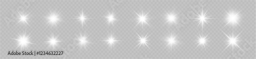 Sunlight, abstract special effect. Light effect set. Isolated white transparent light effect set, lens flare, explosion, dust, line, sun flash, spark and stars, spotlight, curve twirl, png. 