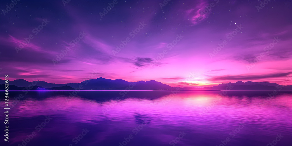 Naklejka premium Violet neon glow sky background concept