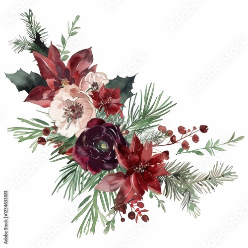 Watercolor Floral Arrangement on white background Drawing watercolor illustration art photo