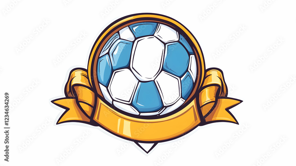 Obraz premium Soccer ball championship award ribbon design, perfect for sports websites or promotional materials