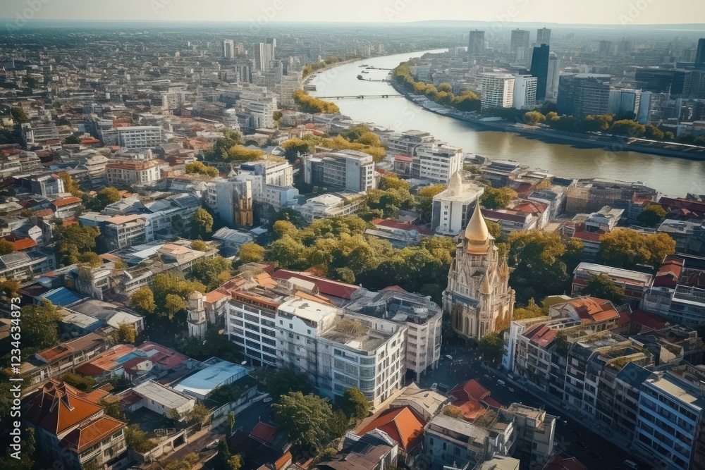 Naklejka premium Thai urban zone architecture cityscape outdoors.