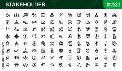 Stakeholder Icon Set. Professional Vector Illustrations for Business Partnerships, Investors, and Corporate Relationships