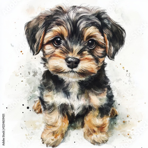 Watercolor Shih Tzu Portrait on white background Drawing watercolor illustration art photo