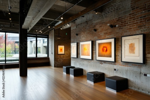 Wallpaper Mural Contemporary Art Gallery Interior with Urban Decor and Minimalistic Furniture Displaying Colorful Artwork Torontodigital.ca