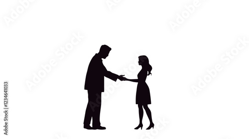 Silhouette of a man and woman reconciling after a quarrel 
