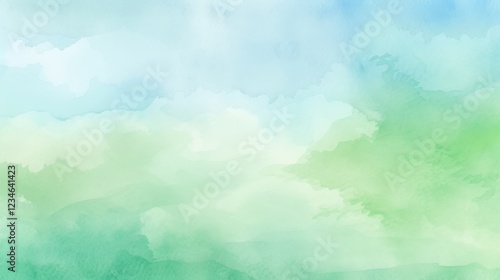 Serene Watercolor Background in Soft Green and Blue Tones Perfect for Gentle Artistic Projects and Relaxing Design Themes