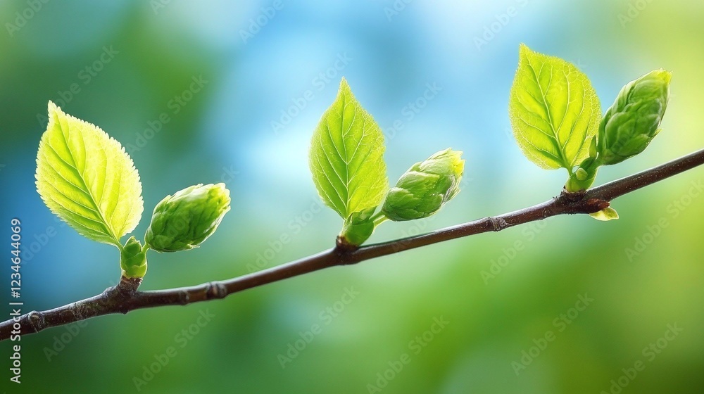 Emerging green leaves nature scene botanical close-up lush environment vibrant viewpoint growth concept Emerging green leaves nature scene botanical close-up lush environment vibrant viewpoint growth concept