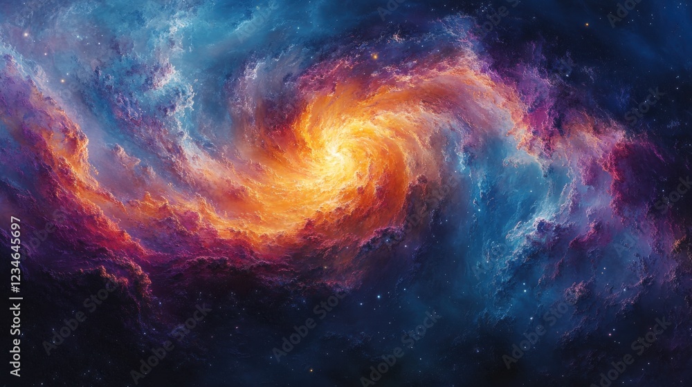 Fototapeta premium Colorful cosmic swirl of nebula in deep outer space capturing galactic wonders