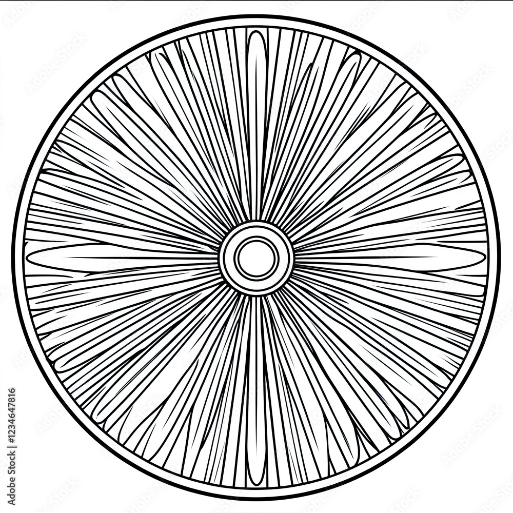 Obraz premium Sunrise Mandala Golden Rays Simple Coloring Page Design