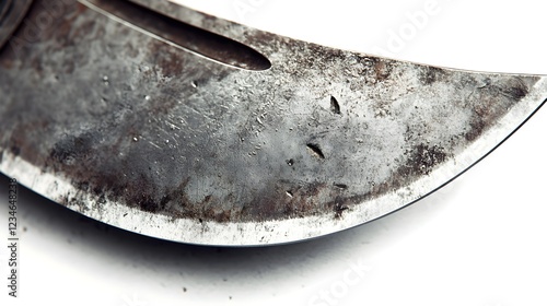 Detailed Macro Shot of Isolated Combat Knife on White Background