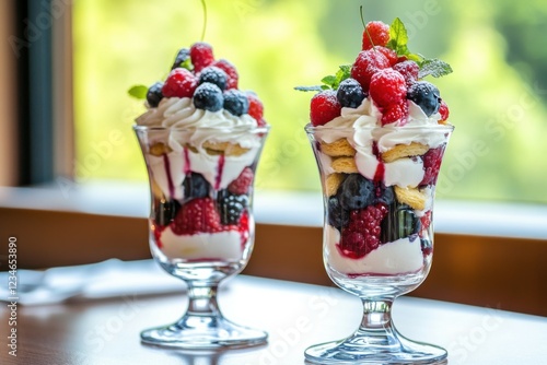 Wallpaper Mural Colorful Berry Parfaits with Whipped Cream Torontodigital.ca