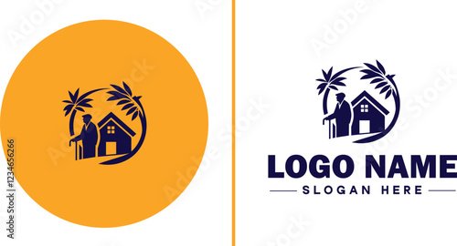 Retirement Community icon Senior living community Retirement village Senior community flat logo sign symbol editable vector