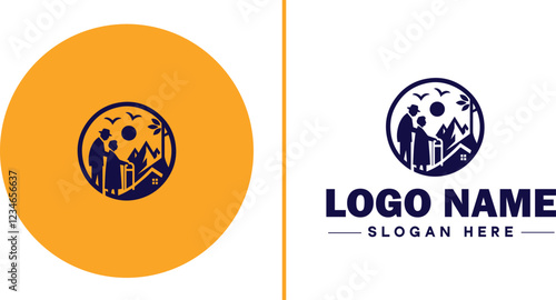 Retirement Community icon Senior living community Retirement village Senior community flat logo sign symbol editable vector
