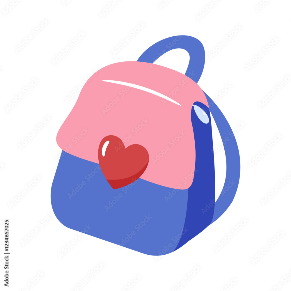 A blue school backpack featuring a heart design. A blue school backpack featuring a heart design.