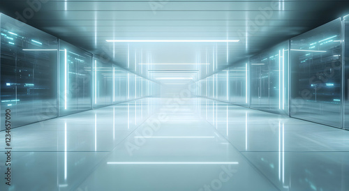 Futuristic Neon Corridor: A Digital Dreamscape
