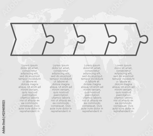 Four steps line infographic, puzzle option diagram photo