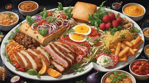 Wallpaper Mural meat with vegetables Torontodigital.ca