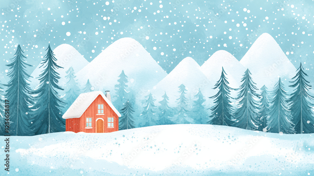 Fototapeta premium winter landscape with house