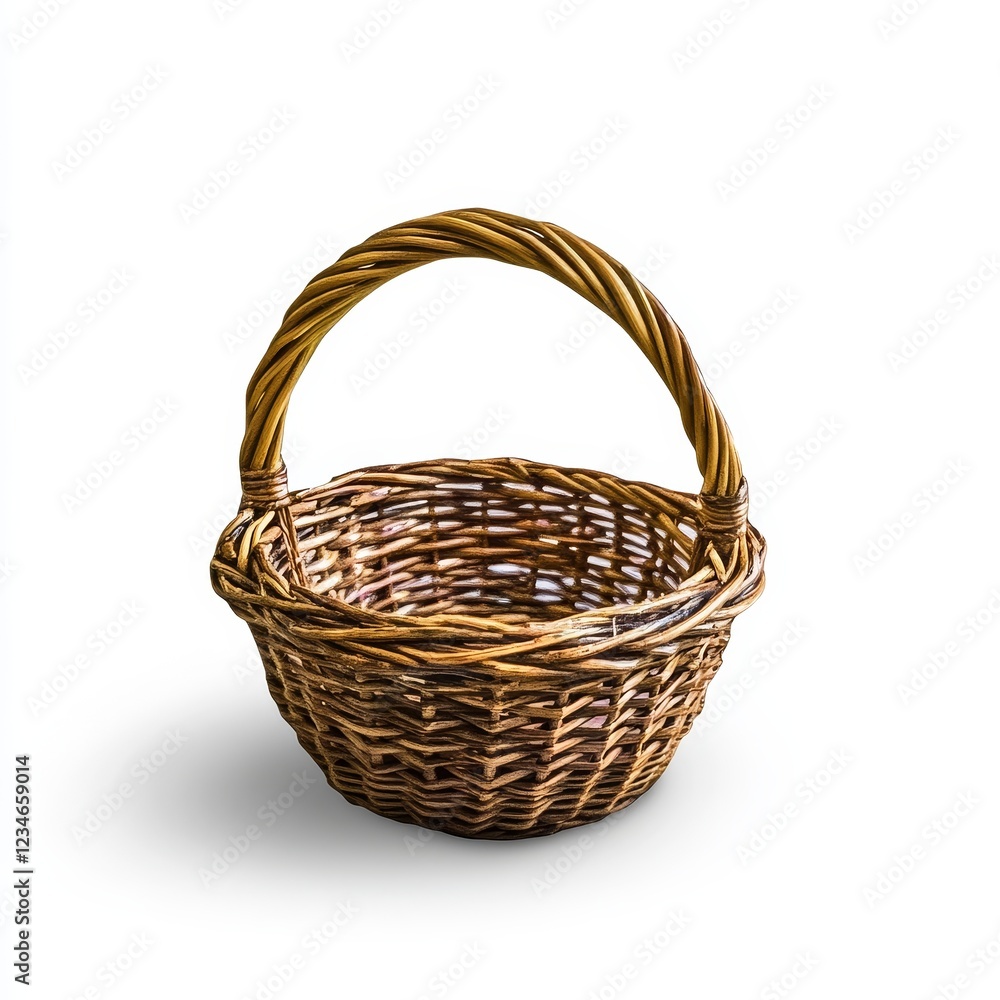 Empty wicker basket, isolated and cut out, on a transparent background as a png Empty wicker basket, isolated and cut out, on a transparent background as a png